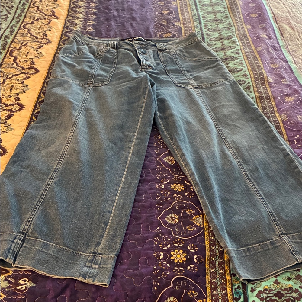 Karl Lagerfeld Wide Leg Blue Jeans